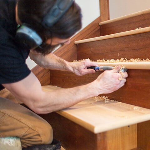Wood stair refinishing