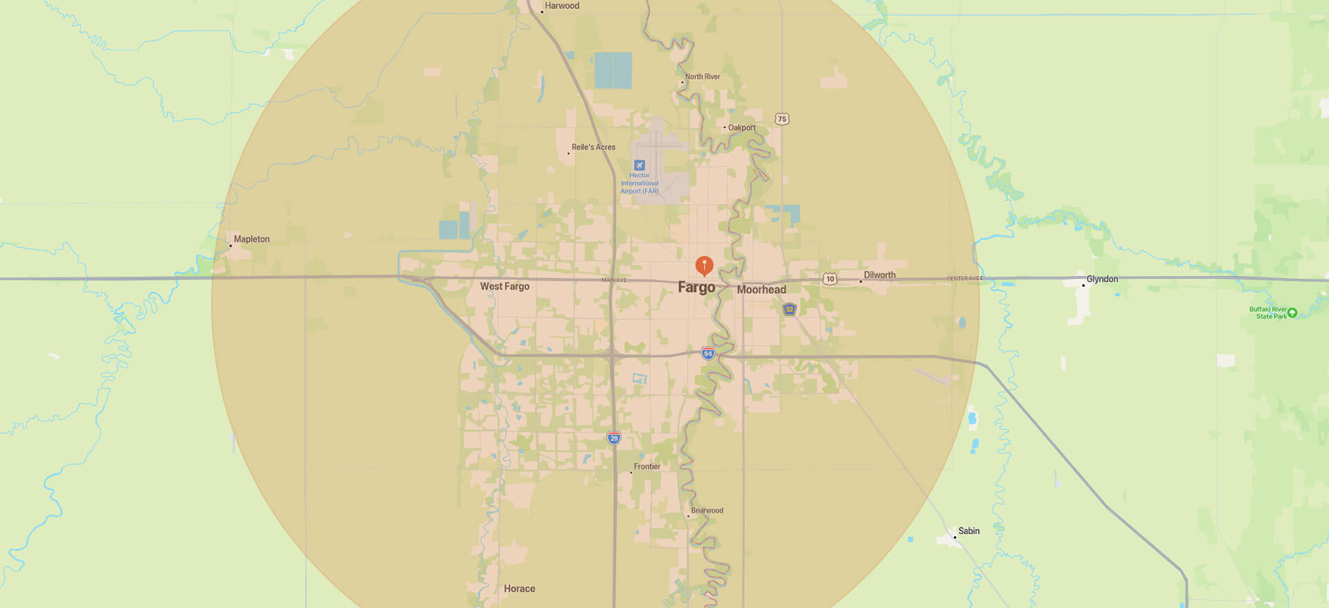 Fargo and Moorhead map