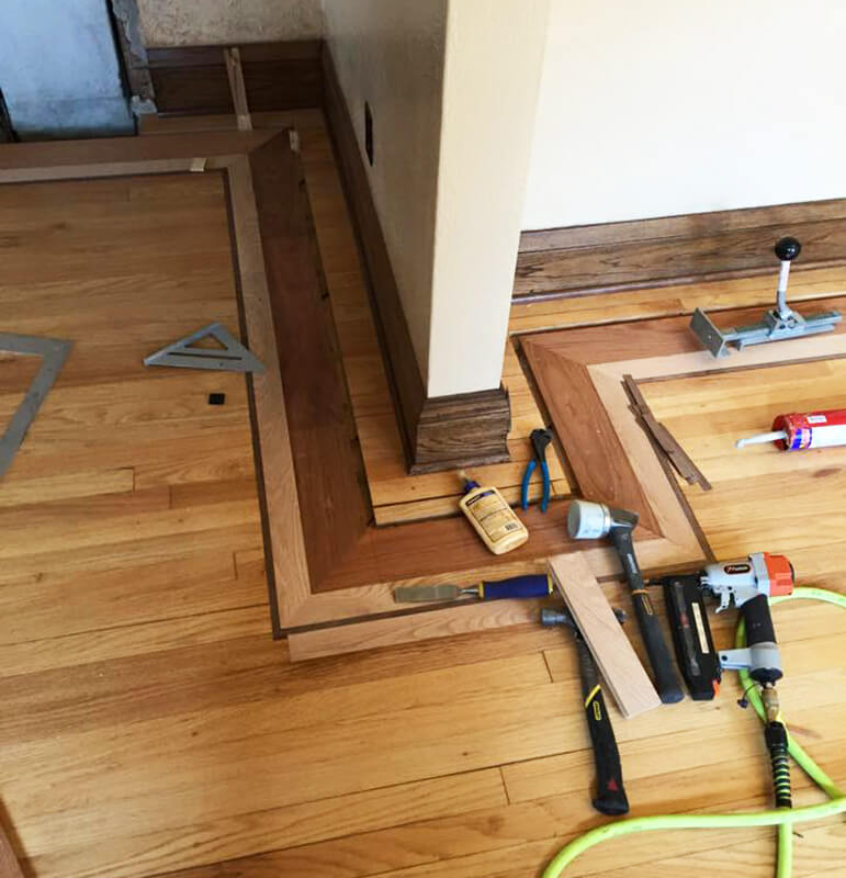 Installing custom hardwood border