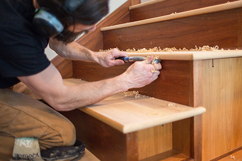 Maple stair sanding and refinishing Fargo