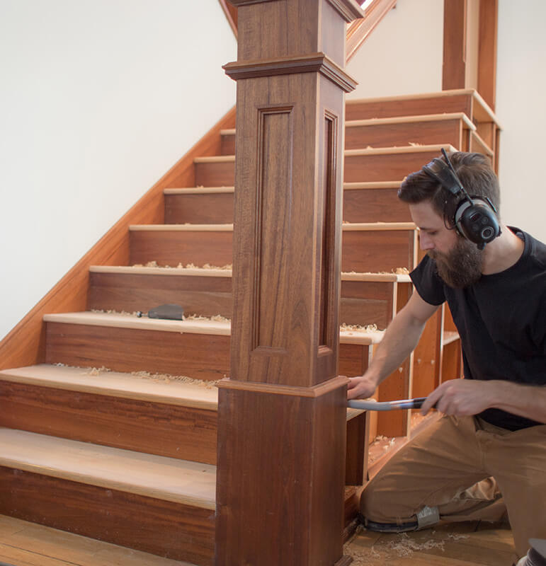 Refinishing stairs to match floor